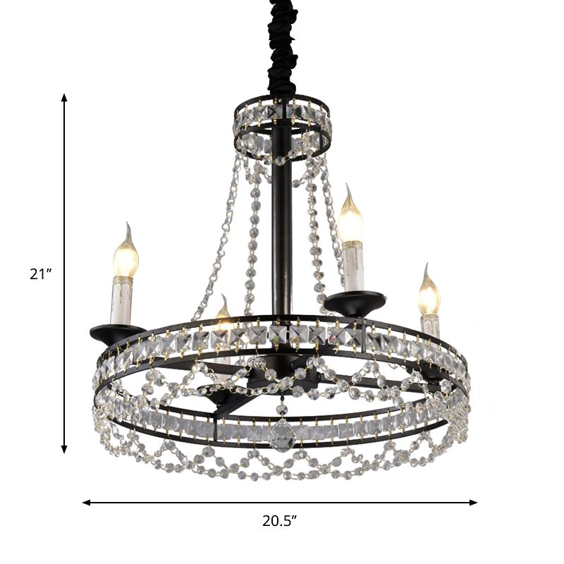 Lampada lampadario nera a 4/6 luci a 6 luci a ruota tradizionale a ruota a traino a soffitto per camera da letto
