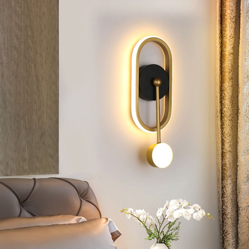 Postmodern Metal Wall Light Geometry LED Wall Lamp with Silica Gel Shade for Bedroom
