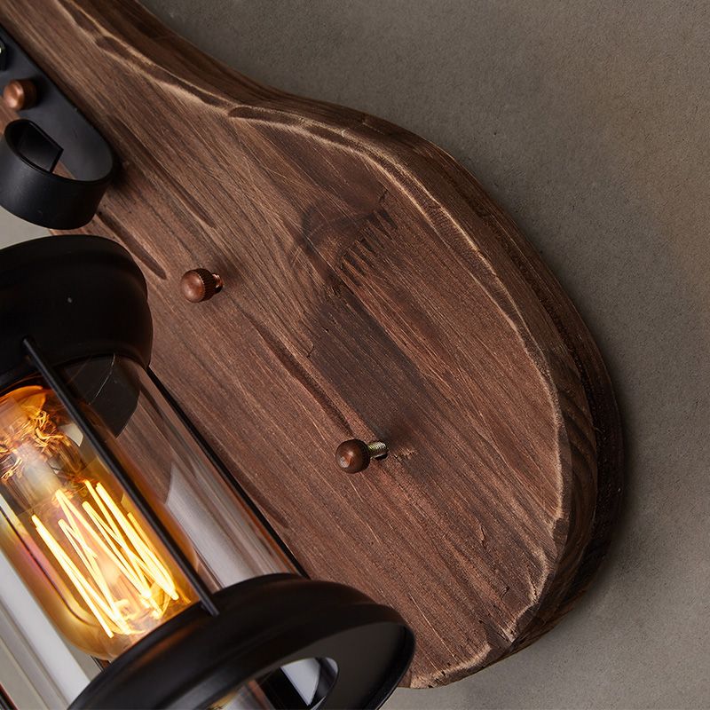 Nautische Neuheit Gitarrenwandleuchte 1-Licht-Holzleuchten mit Laternenlampenschatten