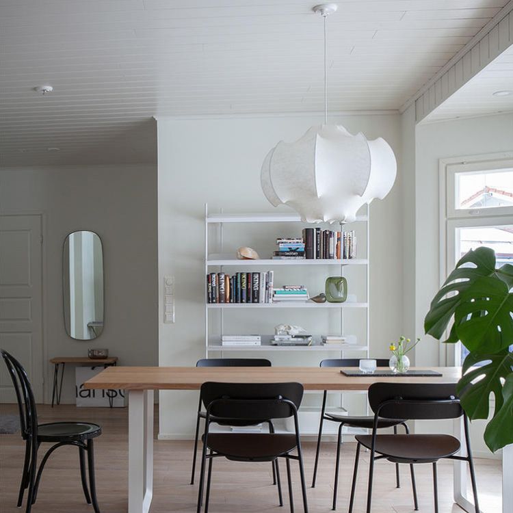 Kit de lampe suspendue de concepteur à 1 lumière blanc Pendentif en soie géométrique pour le salon