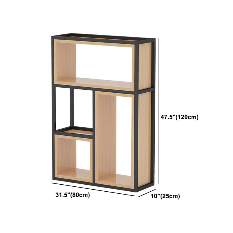 Industrial Open Etagere Bookshelf Iron Frame Solid Wood Shelf Bookshelf