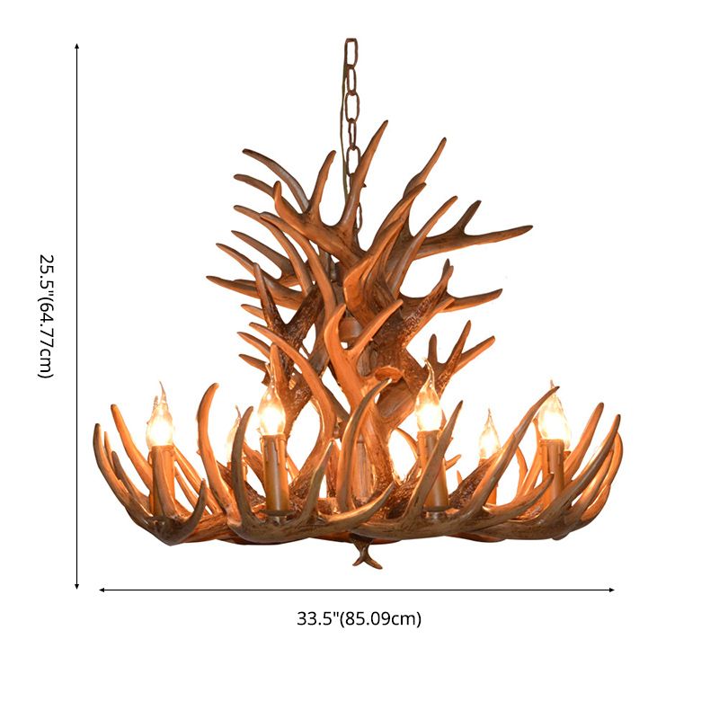 Resin Antler Chandelier Lamp Rustic Restaurant Bar Living Room Ceiling Hanging Light Fixture