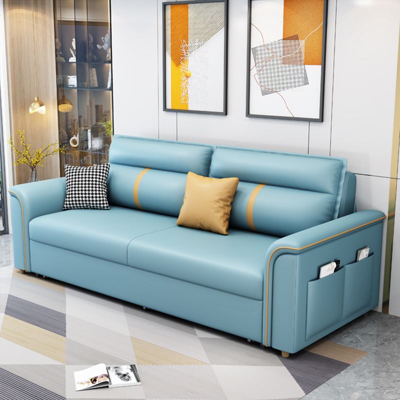 Blue Upholstered Sleeper Sofa 32.67" Tall Sofa Bed with Storage
