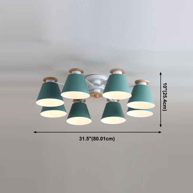 Contemporary Flush Light Fixtures Iron Cone-Shaped Macaron Flush Mount Lamp
