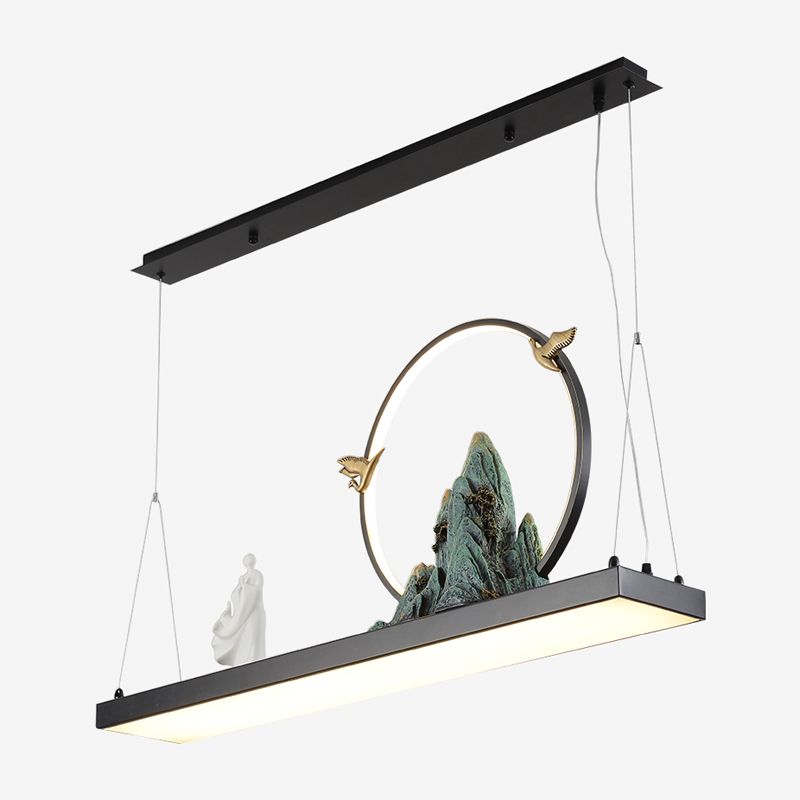 Modern Style Geometry Shape Island Lights Metal 2 Light Island Lighting in Black