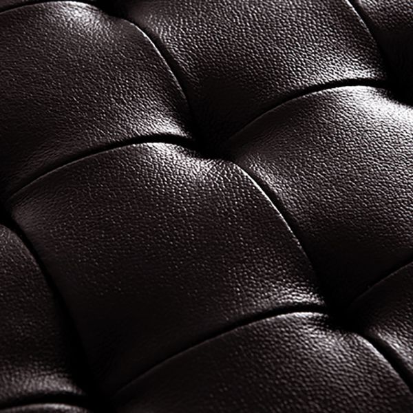 Modern Plain Ottoman Water Resistant Genuine Leather Tufted Pouf Ottoman