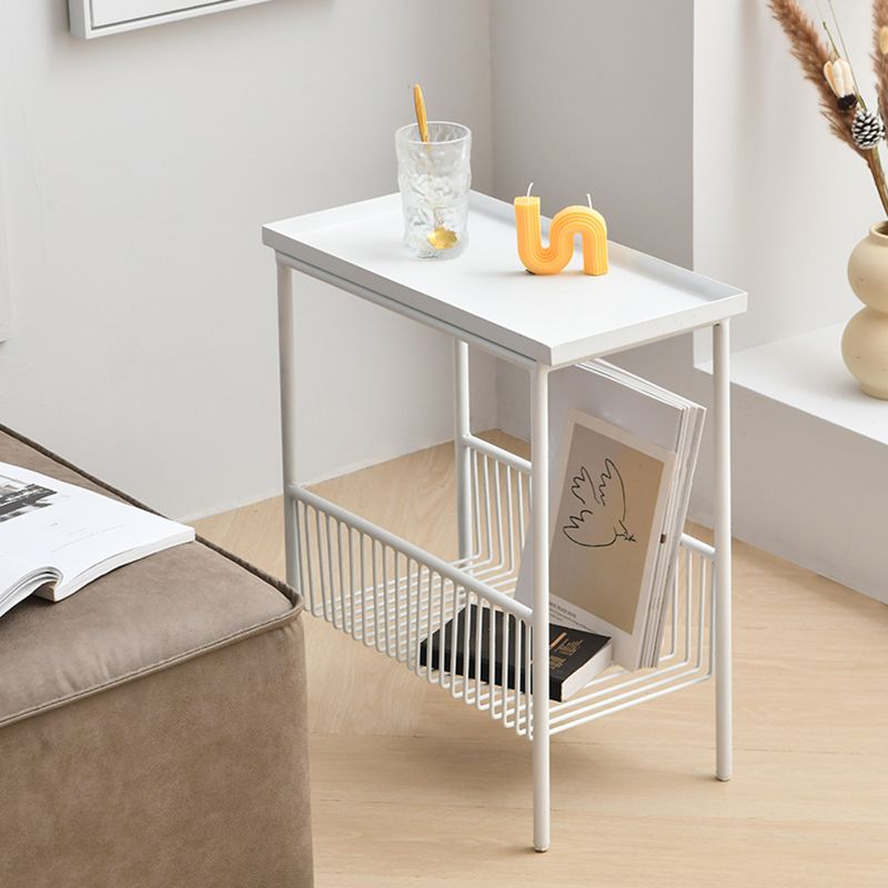 Contemporary Metal End Table Tray Top Accent Side Table with Storage