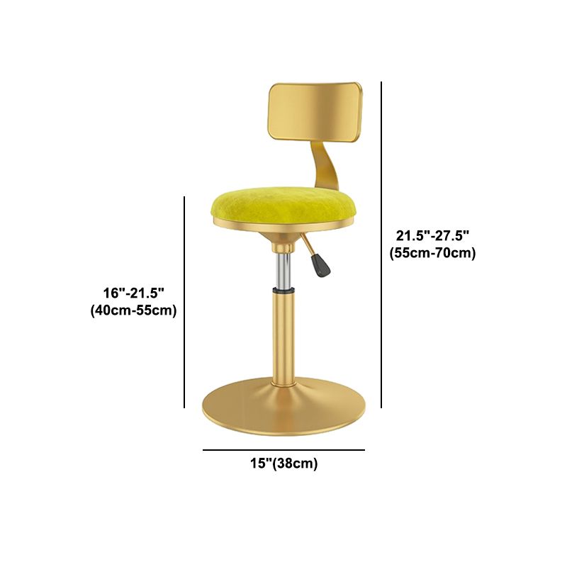 Glam Liftable Backrest Counter Stool Iron Cafe Bar Stool with Velvet Cushion and Pedal
