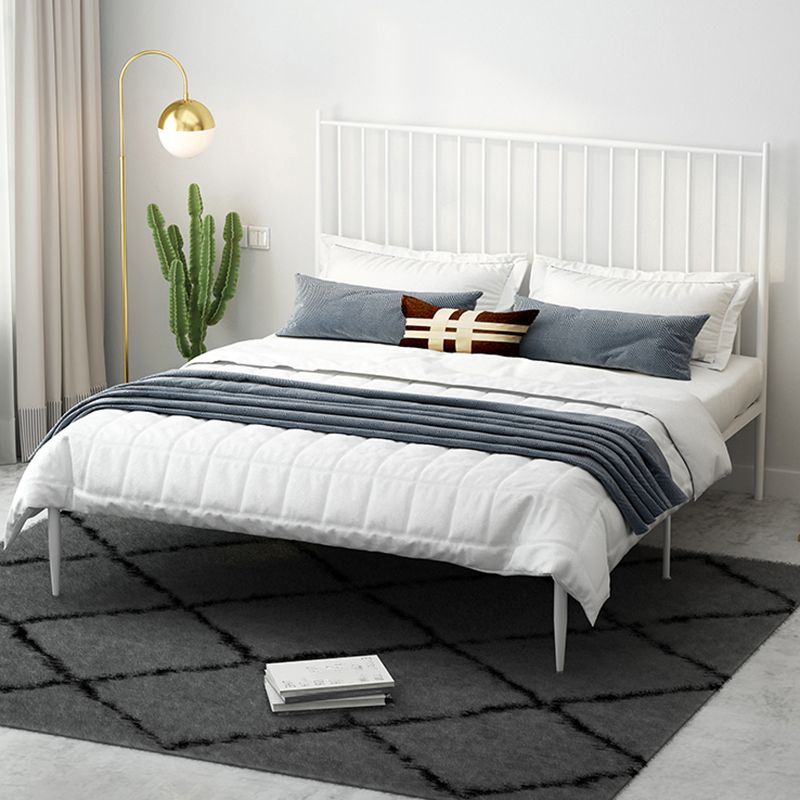 Modern Style Metal Slat Standard Bed with Rectangular Headboard