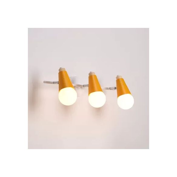 Metal Sweet Cone Wall Light Bathroom 3 Lights Nordic Style Wall Sconce