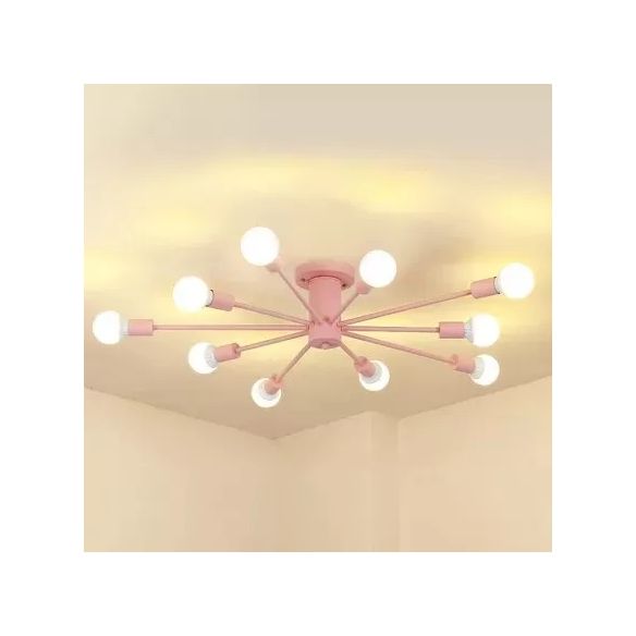 Moderne plafondlampen voor slaapkamer, 10-lichts Sputnik semi-inbouwverlichting voor kinderen, 8 "hoog x 48" in diameter