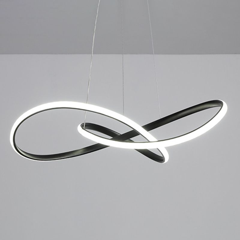 Modern Minimalist Linear Chandelier Light Metal Spiral LED Ceiling Chandelier for Living Room