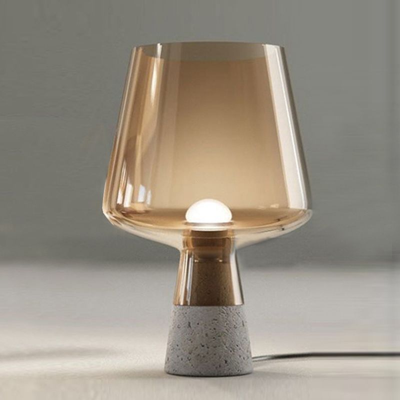 Cement Base Nordic Minimalism Glass Table Lamp Creative Goblet-shaped Single Bulb Nightstand Light