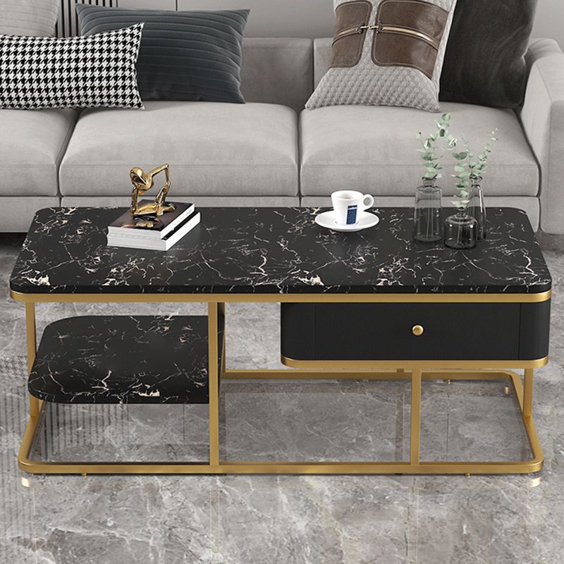 Frame Base Coffee Table Rectangular Black/White Cocktail Table