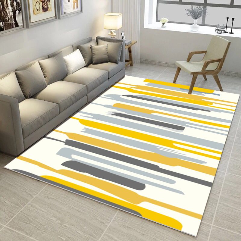 Bold Multi Color Matrix Rug Polyester Modern Area Carpet Non-Slip Pet Friendly Stain Resistant Rug for Living Room