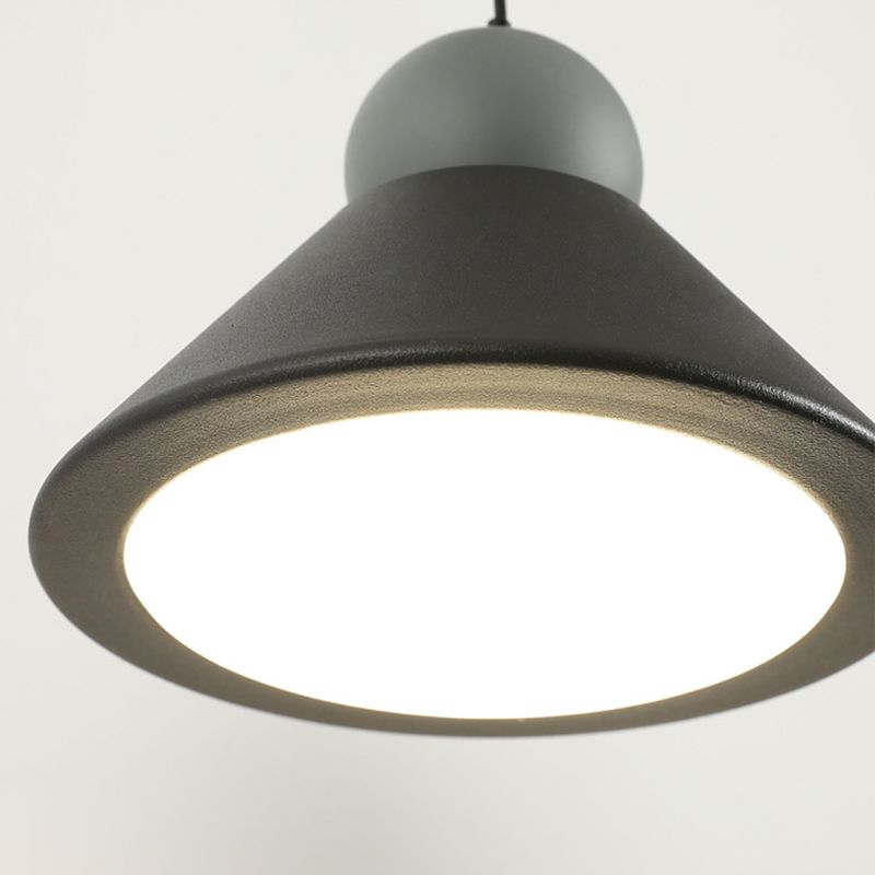 Macaron Conical Multi-Light Pendant Metal Metal LED Drop Light for Dining Room