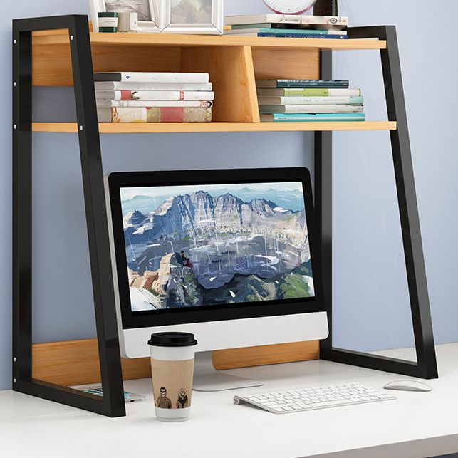 Contemporary Shelf Bookcase Metal and Wooden Book Shelf for Study Room