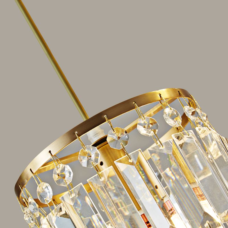 Contemporary Style Cylinder Shape Island Lights Crystal 3 Light Island Lighting in Gold