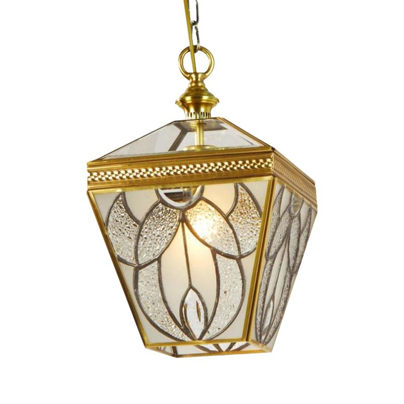 Lantern Bedroom Hanging Lighting Vintage Bubble Glass 1 Head Gold Ceiling Pendant Lamp