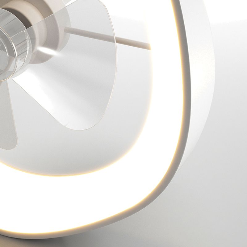 Geometric Shape Metal Ceiling Fans Modern Style 1-Light Ceiling Fan Fixtures in White