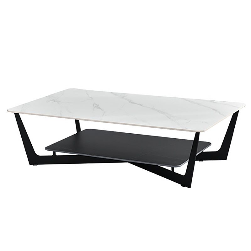 Slate Rectangular Coffee Table Open Shelf Minimalist Coffee Table