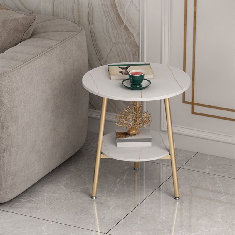 21.6"H X 19.6"W X 19.6"D Round Slate Top Side Table Metal 3 Legs End Table