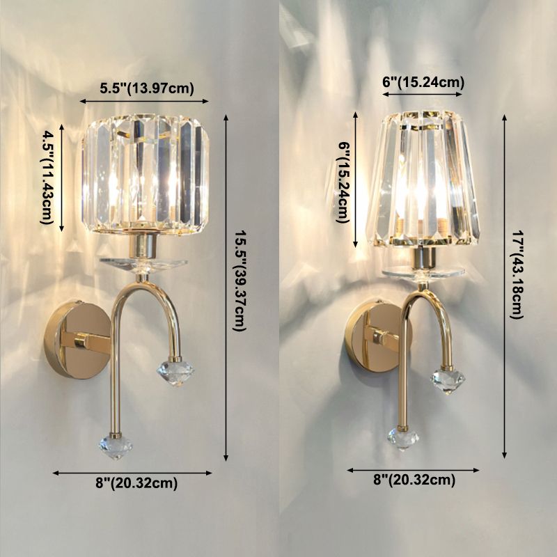 Cylinder/Cone Crystal Sconce Light Postmodern Wall Mounted Light Fixture