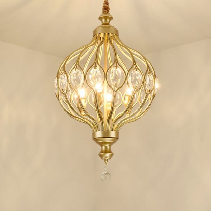European Style Chandelier Light Crystal Metal Multi Head Pendant Light for Sitting Room