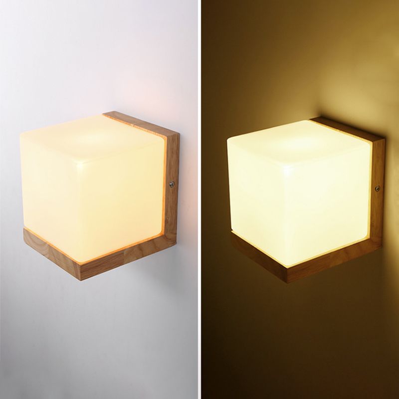 Lampada da parete del colore log in vetro in moderna sconce da parete rettangolare in legno in legno per spazi interni