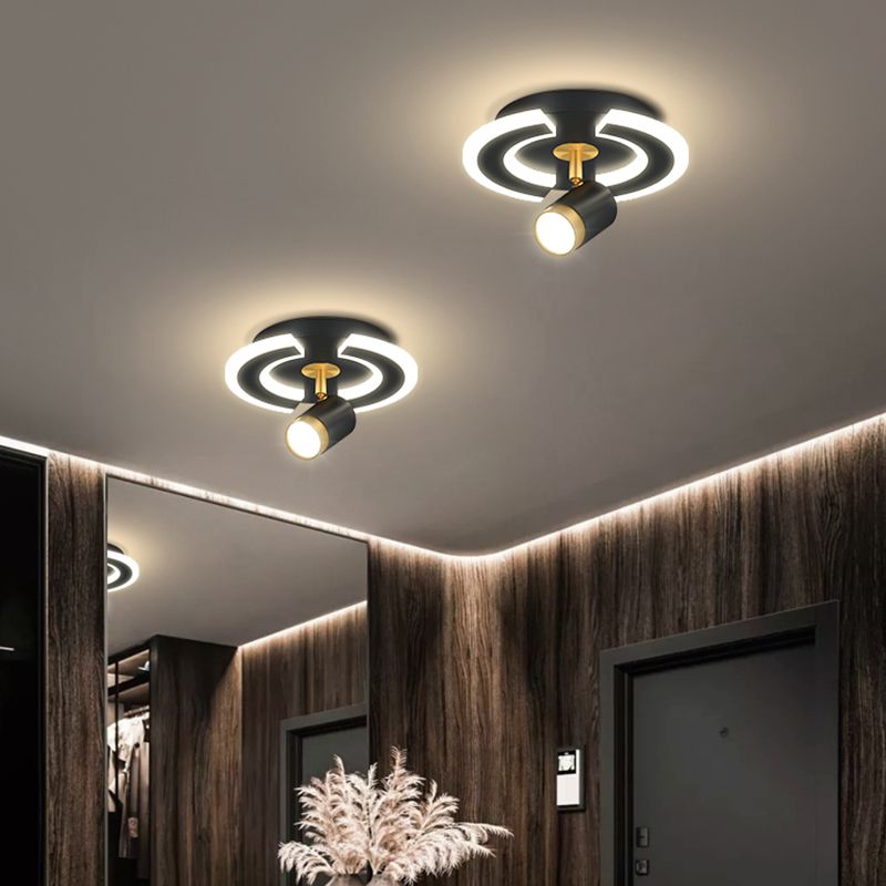 LED Flush Mount Light with Spotlights Modern Ceiling Lamp for Foyer Bedroom