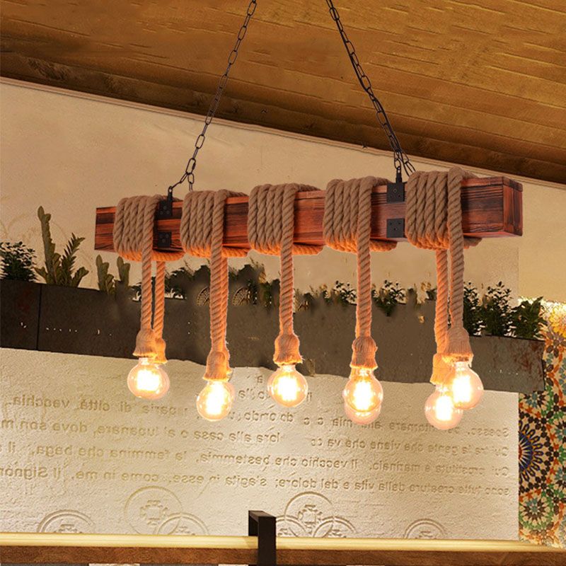 Vintage Hemp Rope Pendant Light American Industrial Style Retro Hanging Lamp