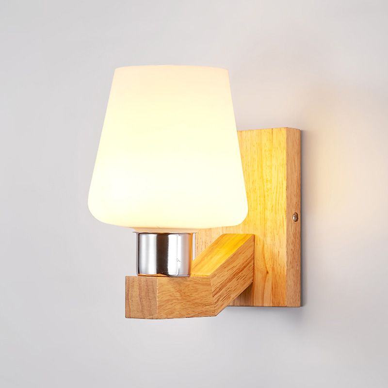 Estilo contemporáneo Luces de apliques de pared geométrica madera 1 lámpara de luz liviana
