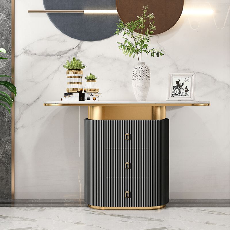 Glam Stone Console Table Scratch Resistant Console Sofa Table for Hall