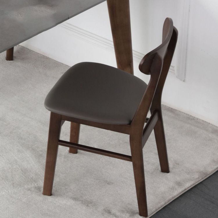 Wood Kitchen Dining Side Chair Open Back Dining Side Chair in Brown