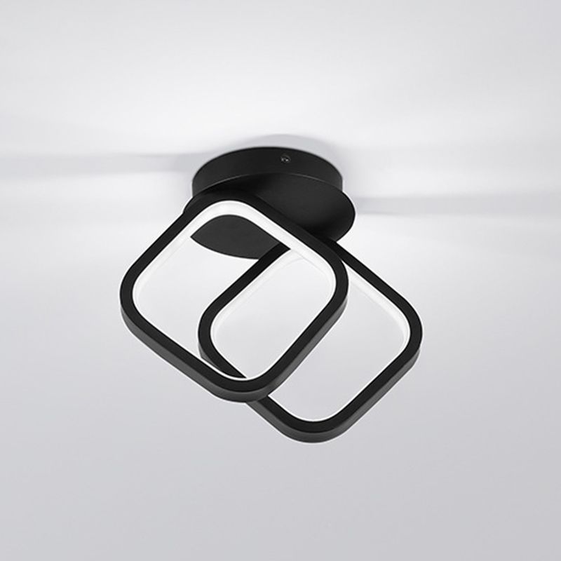 2-Lights Metal Semi Flush Mounted Ceiling Led Lights Modern Style Geometric Ceiling Flush