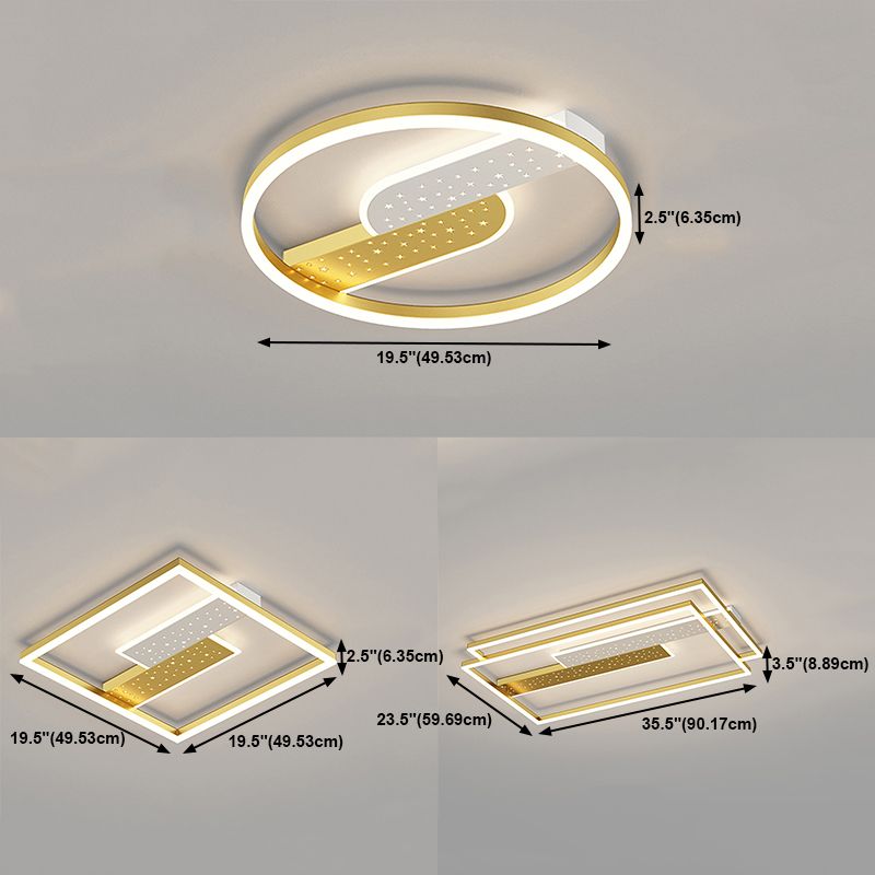 Contemporary Geometric Flush Light Fixture Metal Flushmount Lighting for Living Room