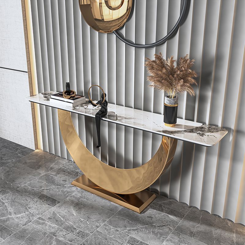 Stone Rectangle Console Table 1-shelf 31.5" Tall Accent Table