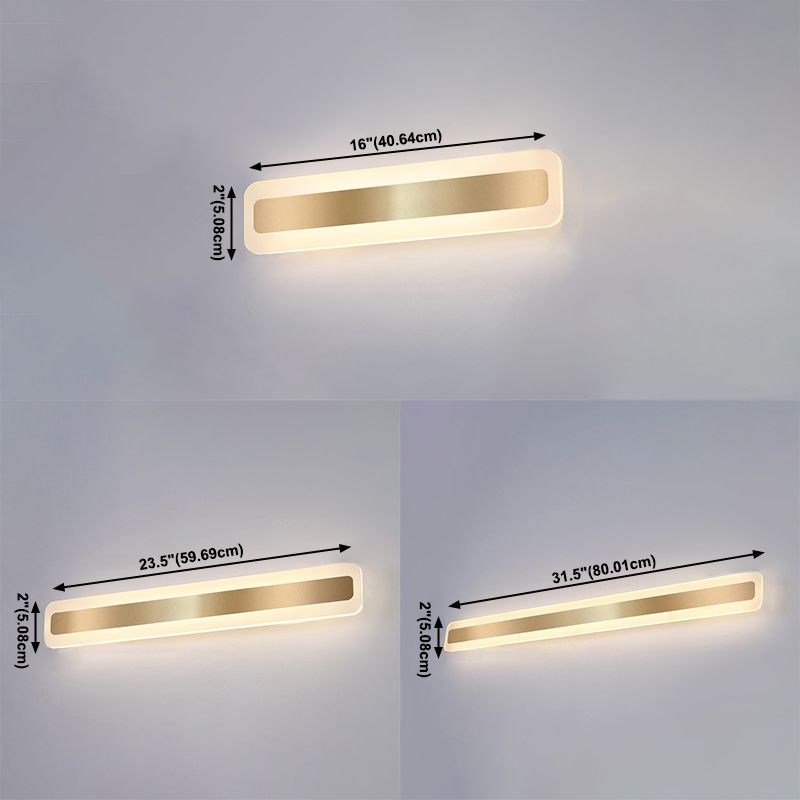 Style moderne simple 1-Light Linear Shade Mur Murce Mirror Murror Murning in Gold