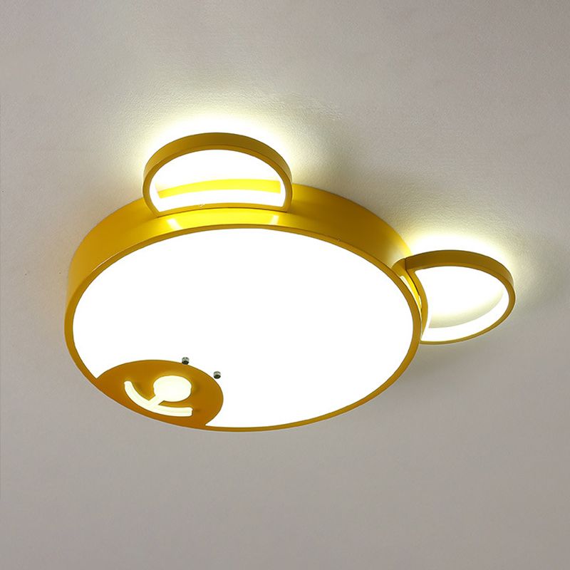 Acrylic Bear-Shape Ceiling Lamp Creative LED Gold Flushmount Lighting for Nursery