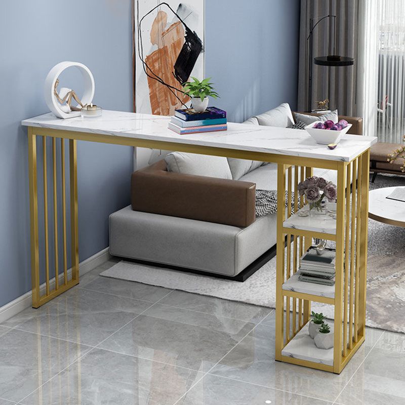 Modern Style Bistro Bar Table Rectangle Wine Rack Bar Table for Living Room