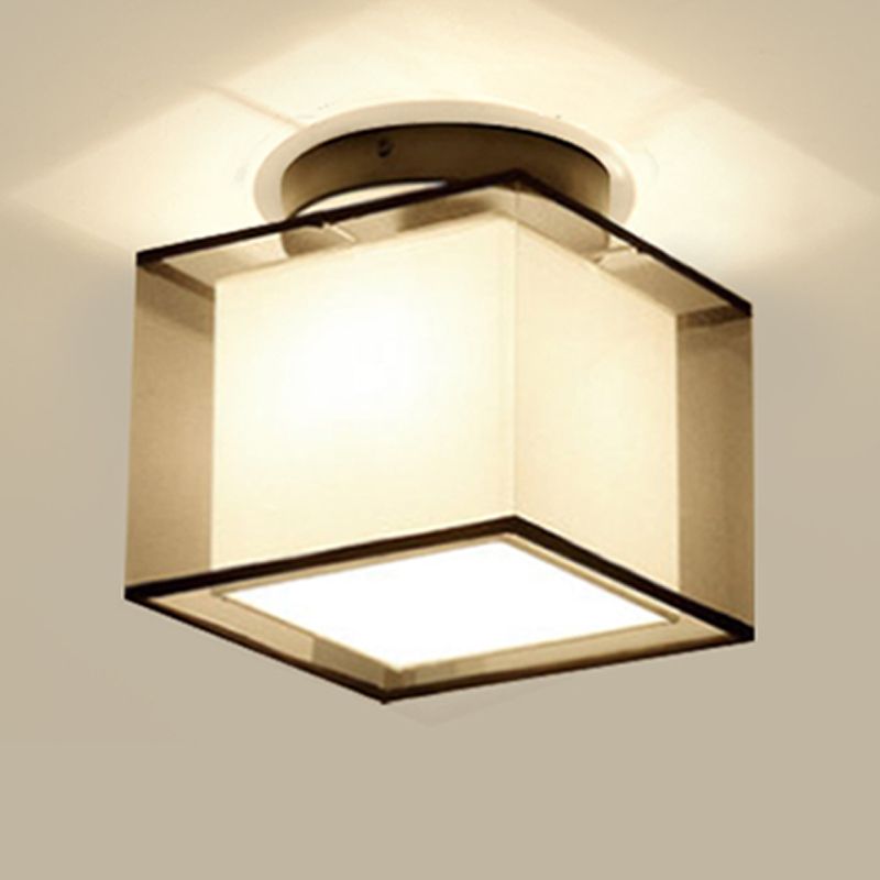 Plafoniera da incasso in tessuto stile cinese quadrata/rotonda per sala da pranzo