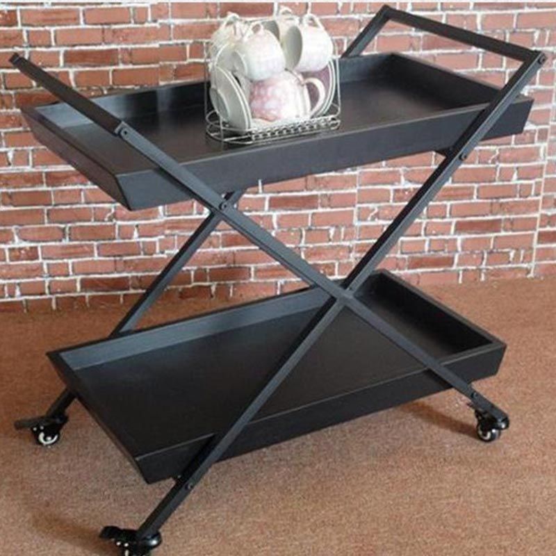 27.56"H Rolling Modern Prep Table Wood Rectangular Prep Table for Home Use