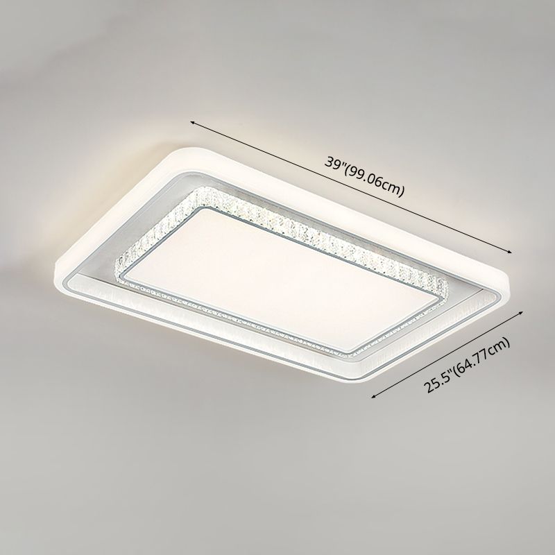 White 2-Tier Flush Light Nordic LED Crystal Ceiling Flush Mount for Living Room