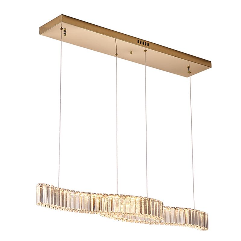 Iluminación lineal lineal de 2 luces Luces de isla de cristal contemporánea en oro