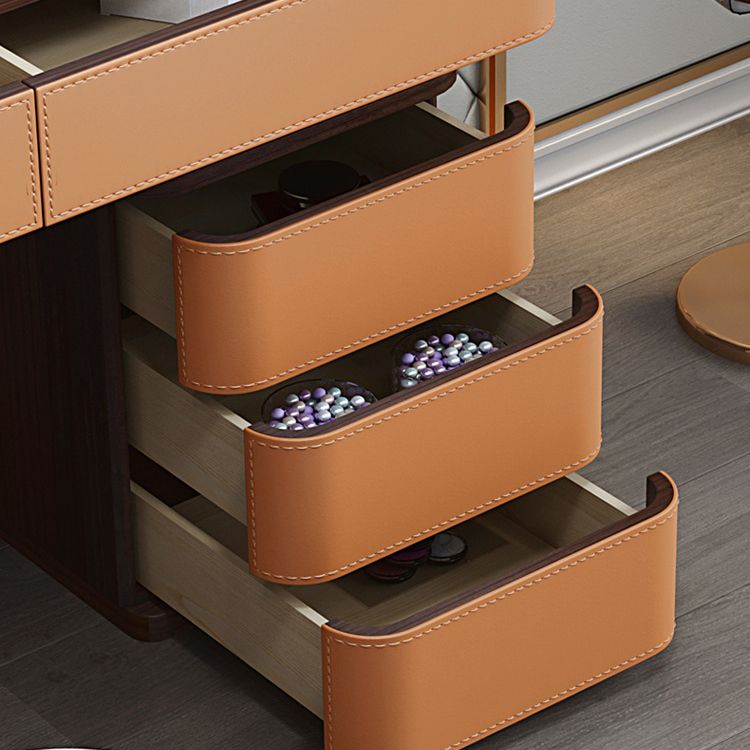 Glam 5-drawer Wooden Vanity Table 17.72" H Dressing Table with Gold Base