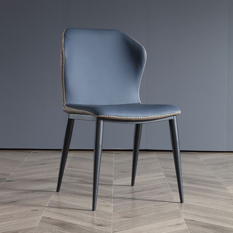 Silla lateral industrial casera Silla de comedor tapizada de metal con respaldo lateral