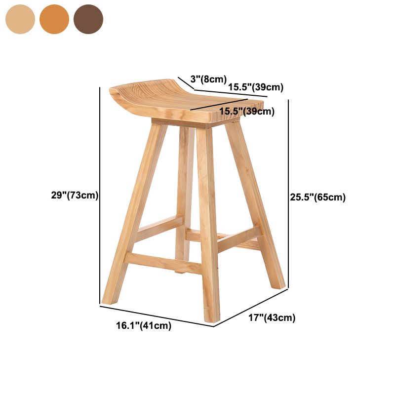 Modern Armless Backrest Counter Stool Wood Cafe Bar Stool with Seat and Pedal