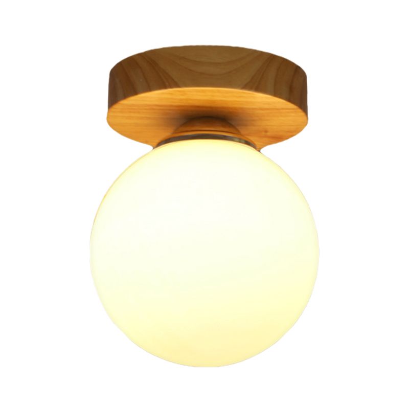 Contemporary Sphere Flushmount Light Milk Glass 1 Light White Ceiling Lamp für Hallway