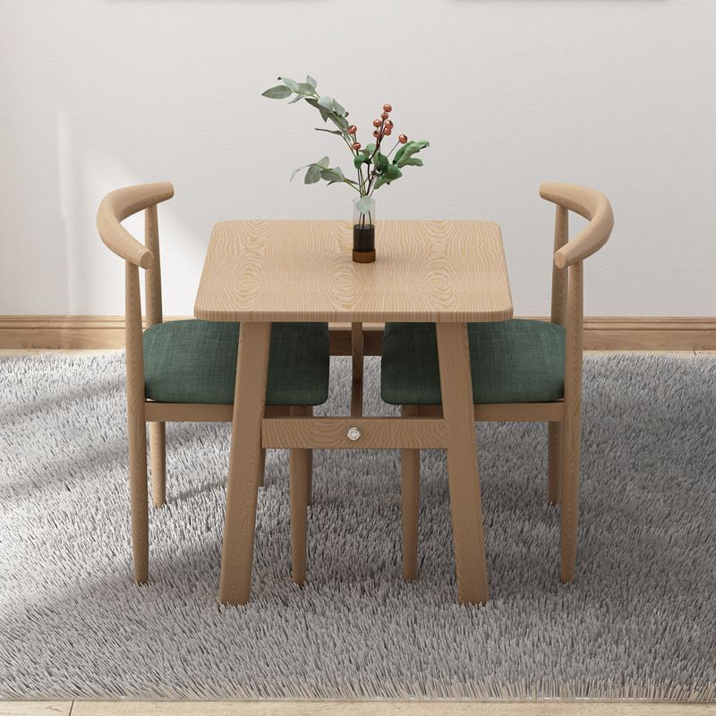 Square Dining Table Modern Plastic Tabletop with Metal Trestle Base