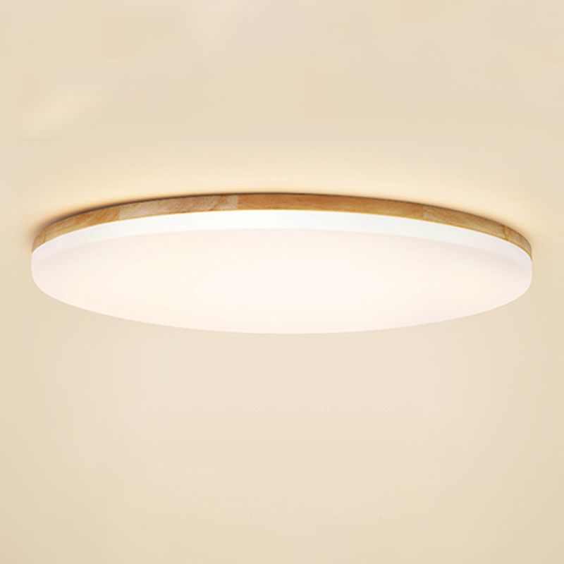 LED-plafondlamp met ronde vorm, modern hout, 1 licht, inbouw voor gangpad-eetkamer